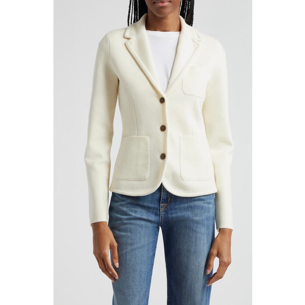 Rag & Bone Alex Cream Merino Wool Blend Blazer Jacket Large